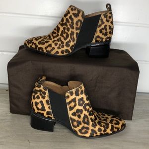 NWOB Franco Sarto Arden Ankle Boot Leopard Calf Hair - Size 7M